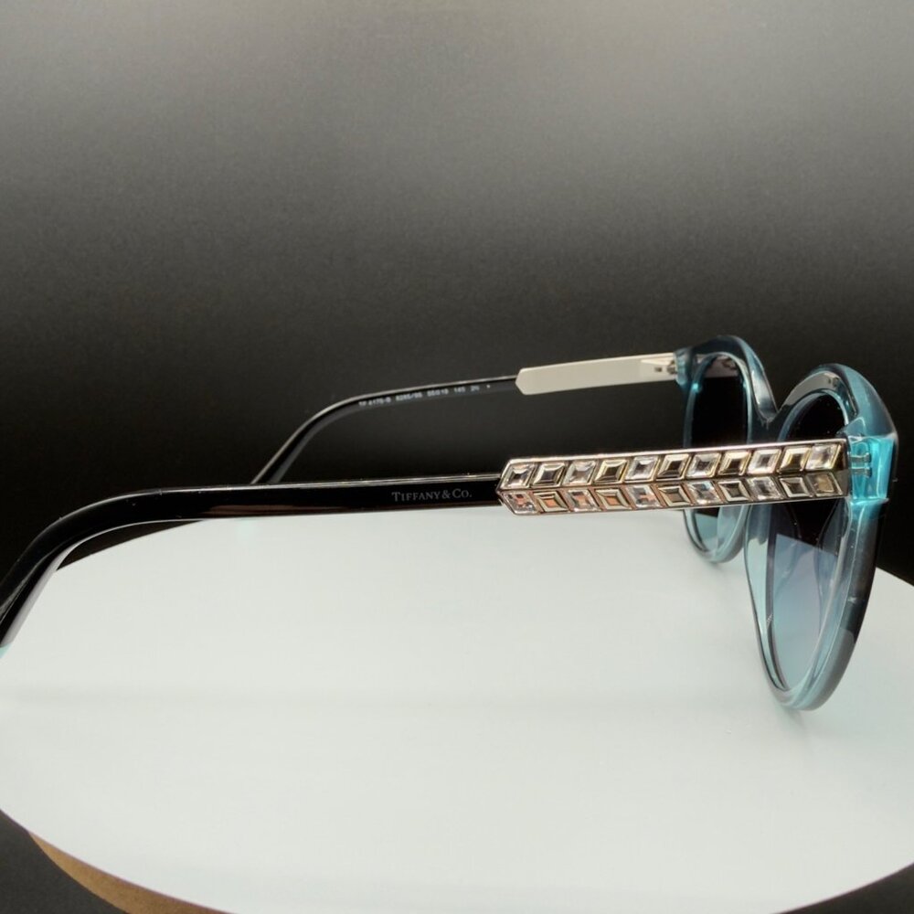 Tiffany & Co TF 4175B 8285/9S Black Cat Eye Sunglasses Blue Lens 55 19 140 READ - Picture 15 of 15
